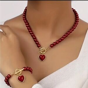 New in package 1 Necklace + 1 Bracelet RED  Jewelry Set